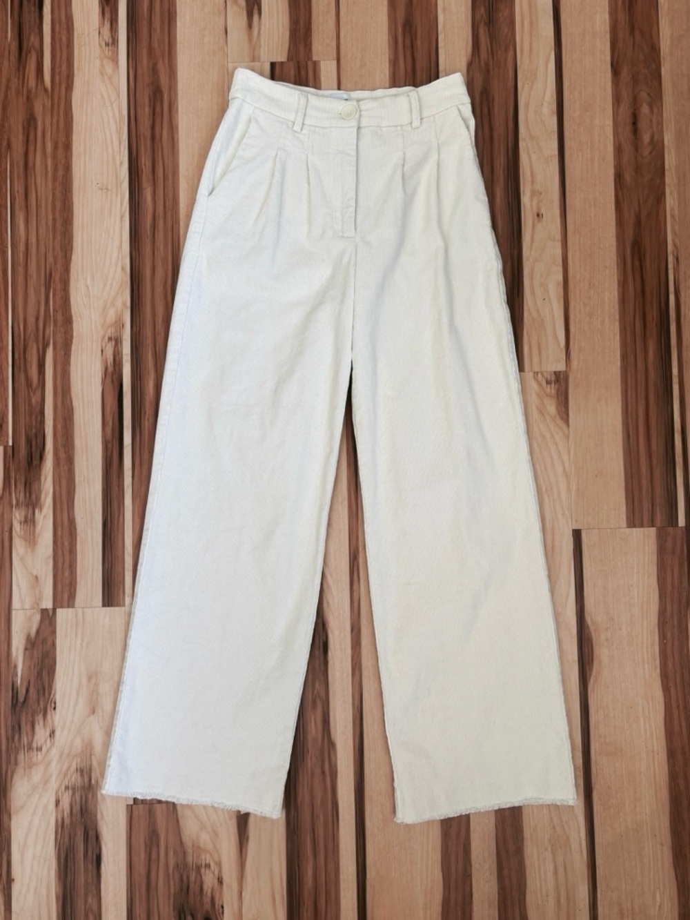 Princess Polly Cream High-Rise Wide Leg Corduroy Pants